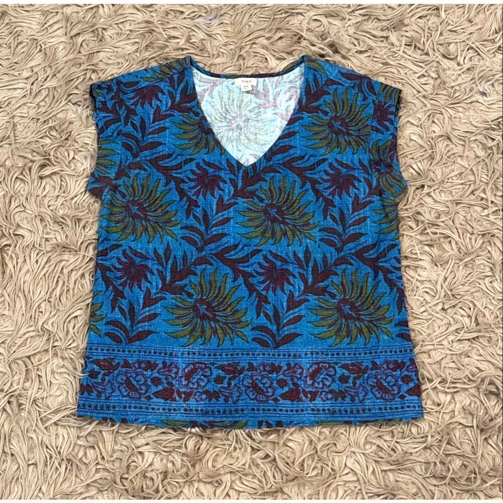 Tiny by Anthropologie floral cotton cap sleeve top size XS